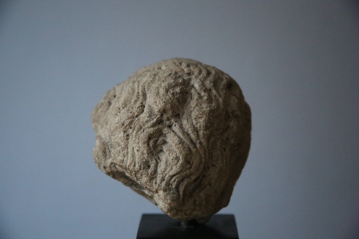 Carved Stone Head, XVth Century.-photo-1