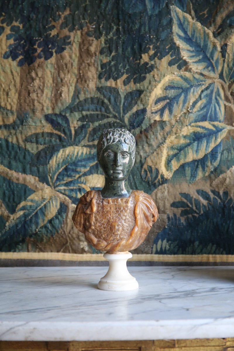 -bust Of An Emperor In Antique Style Marble, 20th Century-photo-2