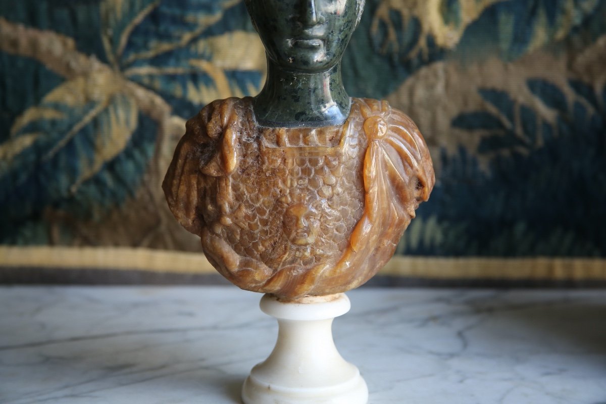 -bust Of An Emperor In Antique Style Marble, 20th Century-photo-3