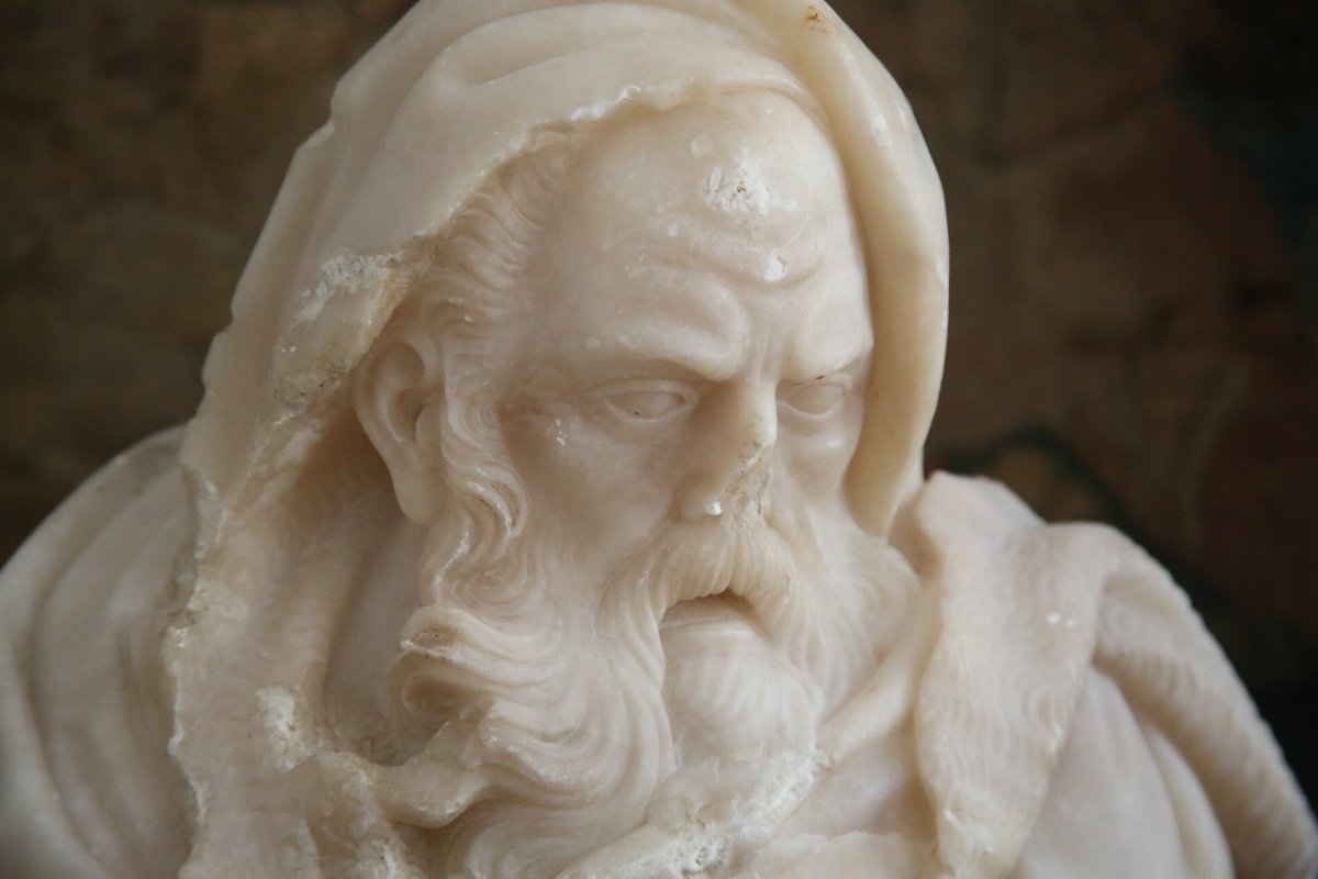 Allegorical Carved Alabaster Statue Representing Winter.-photo-2