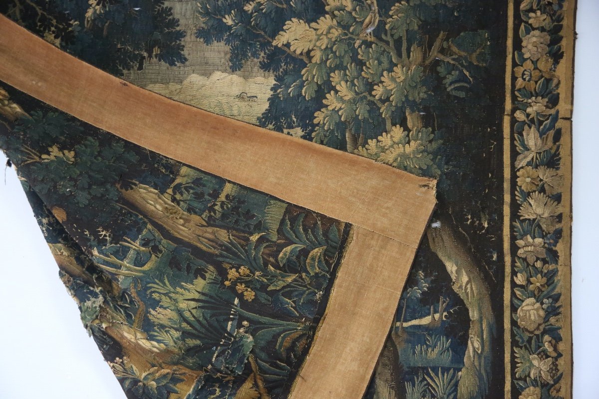 Tapisserie d’Aubusson, verdure à armoiries,  XVIIIème siècle.-photo-5