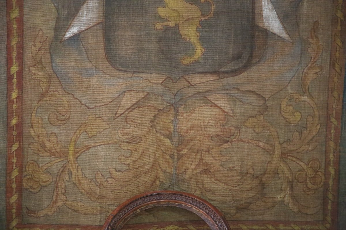 Important Painted Canvas With Armorial Bearings, Italy, 18th Century-photo-7