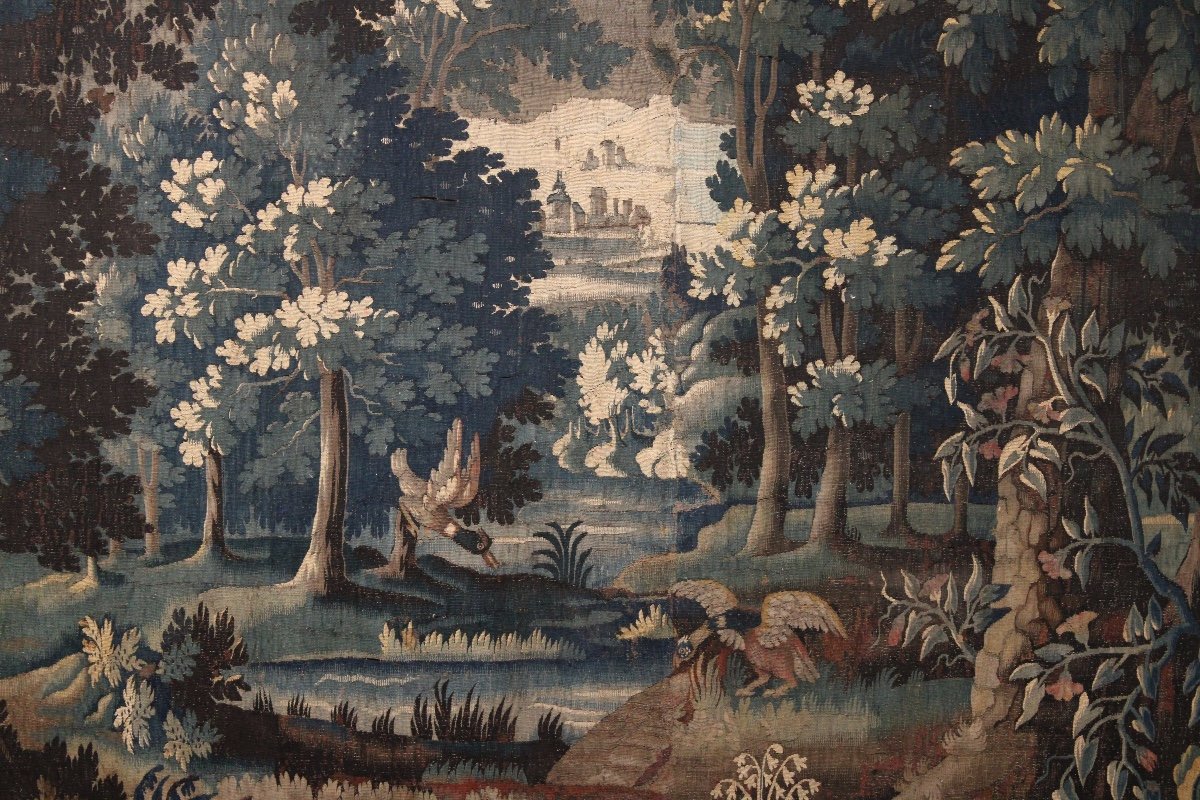 Tapisserie D’aubusson, Verdure Aux Oiseaux, XVIIIème Siècle-photo-2