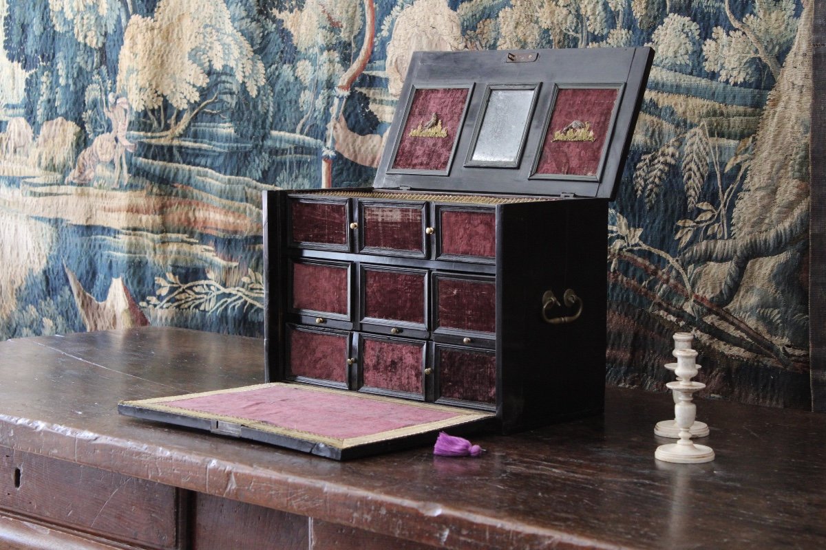  Blackened Wooden Cabinet, 17th Century