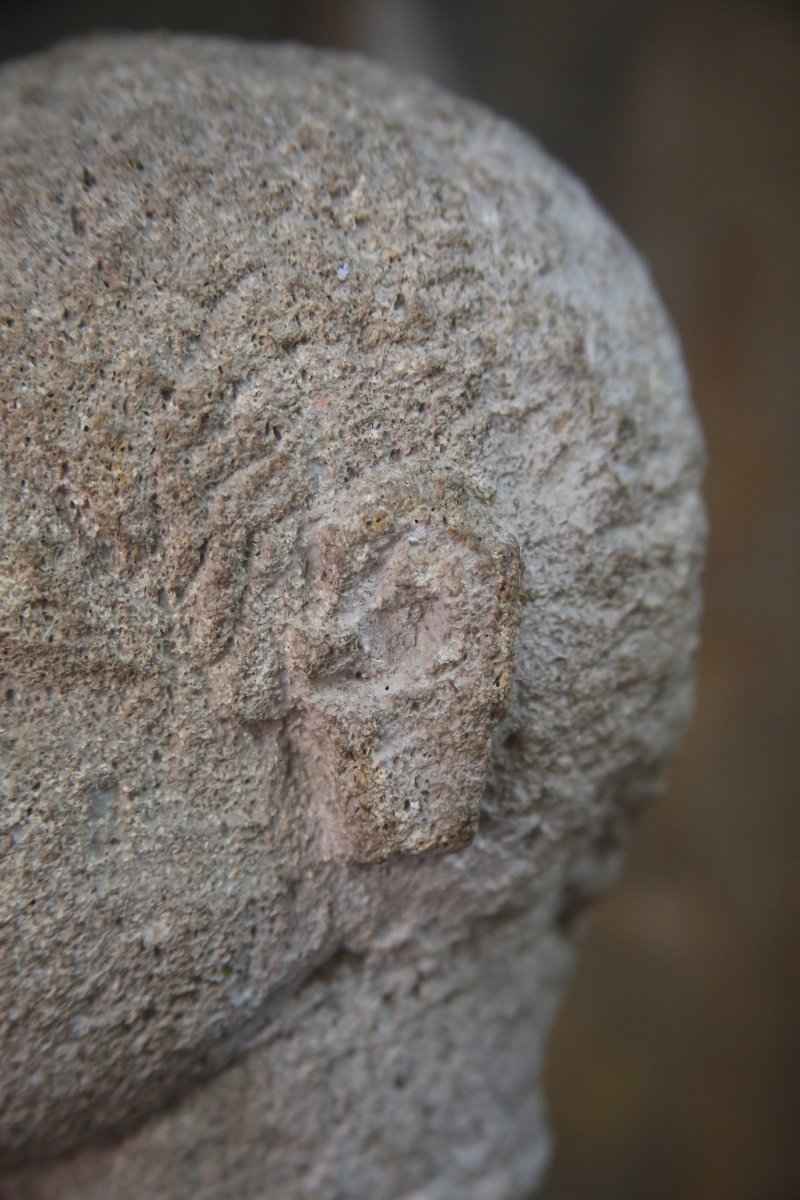 Stone Head Of A Man, 3rd-4th Century Bc-photo-3