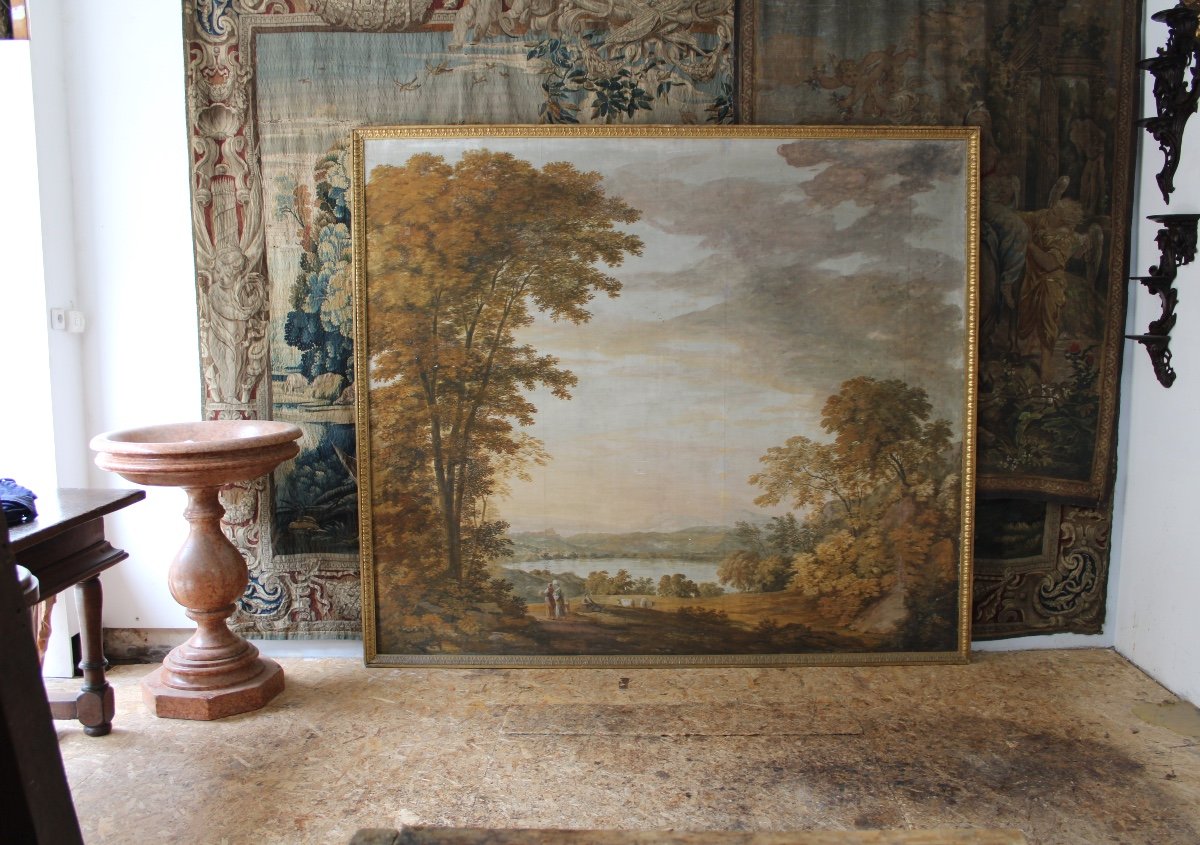 Large Canvas Painted In The Style Of Hubert Robert, Late 19th Century