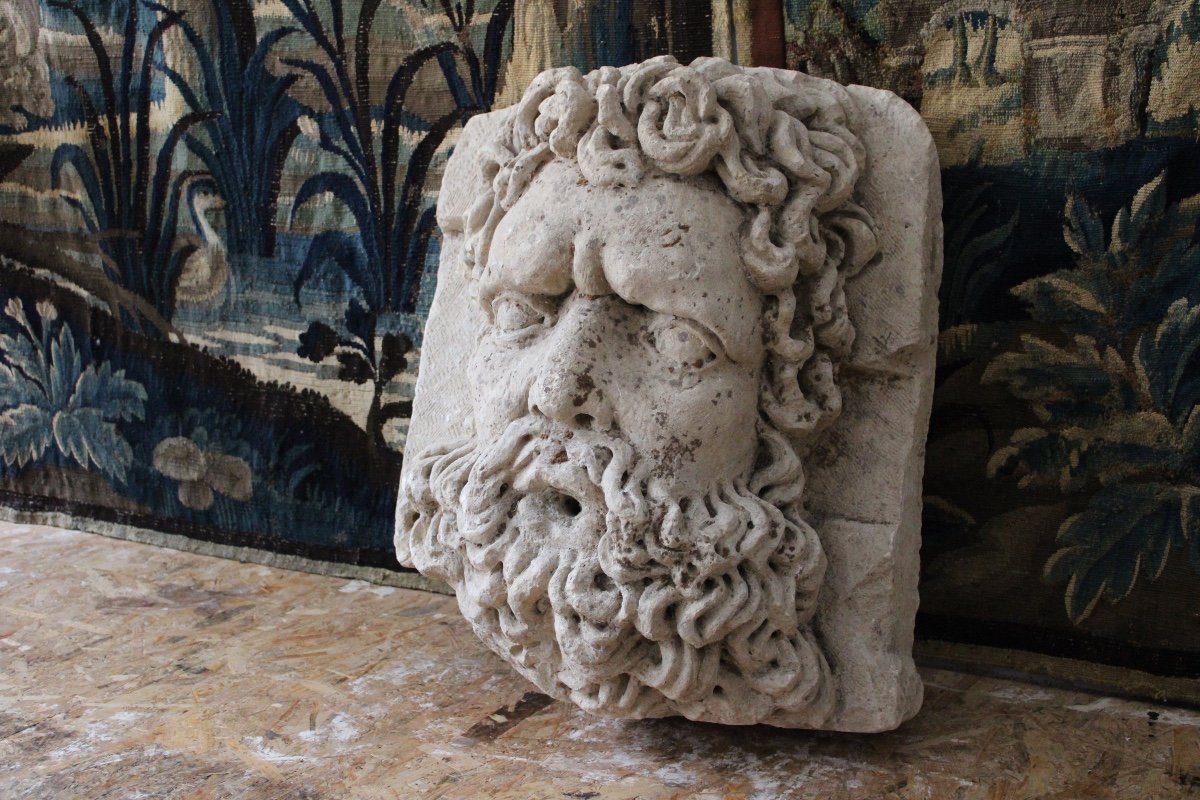 Mascaron Fountain Mouth, 17th Century, Limestone -photo-3