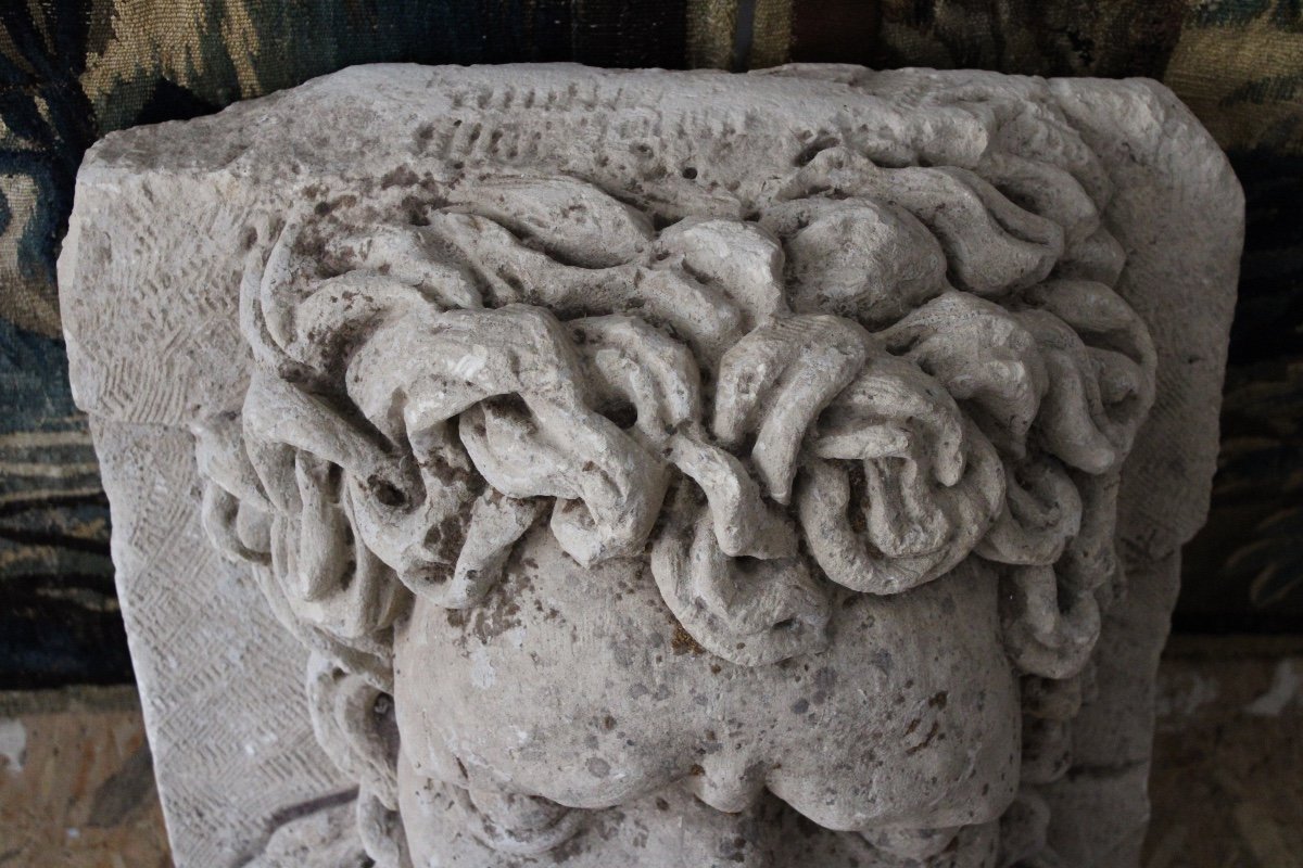 Mascaron Fountain Mouth, 17th Century, Limestone -photo-2