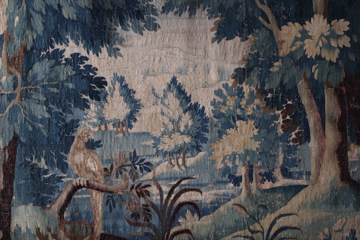  Tapisserie Aubusson, Verdure au perroquet, XVIIIème siècle-photo-2