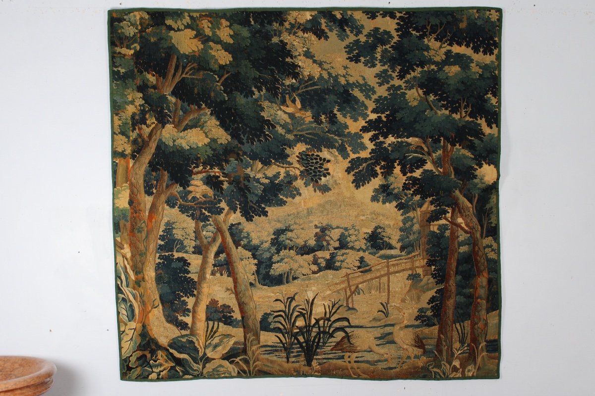 Aubusson Tapestry, Greenery With Herons, 18th Century 