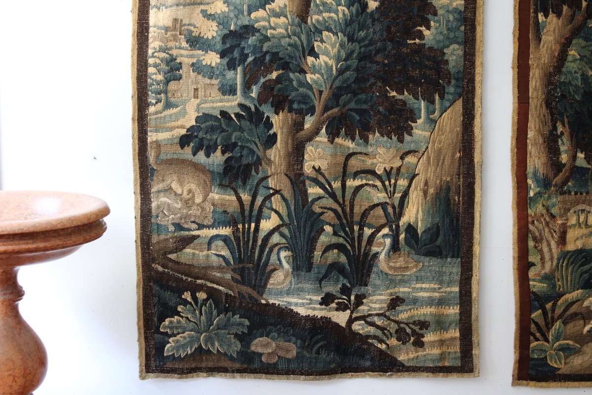  Pair Of Verdures, Aubusson Tapestry Door 18th Century-photo-2