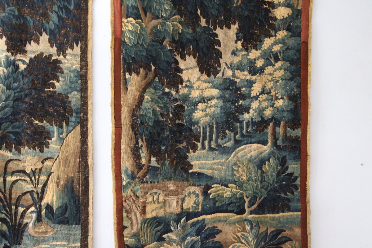  Pair Of Verdures, Aubusson Tapestry Door 18th Century-photo-3