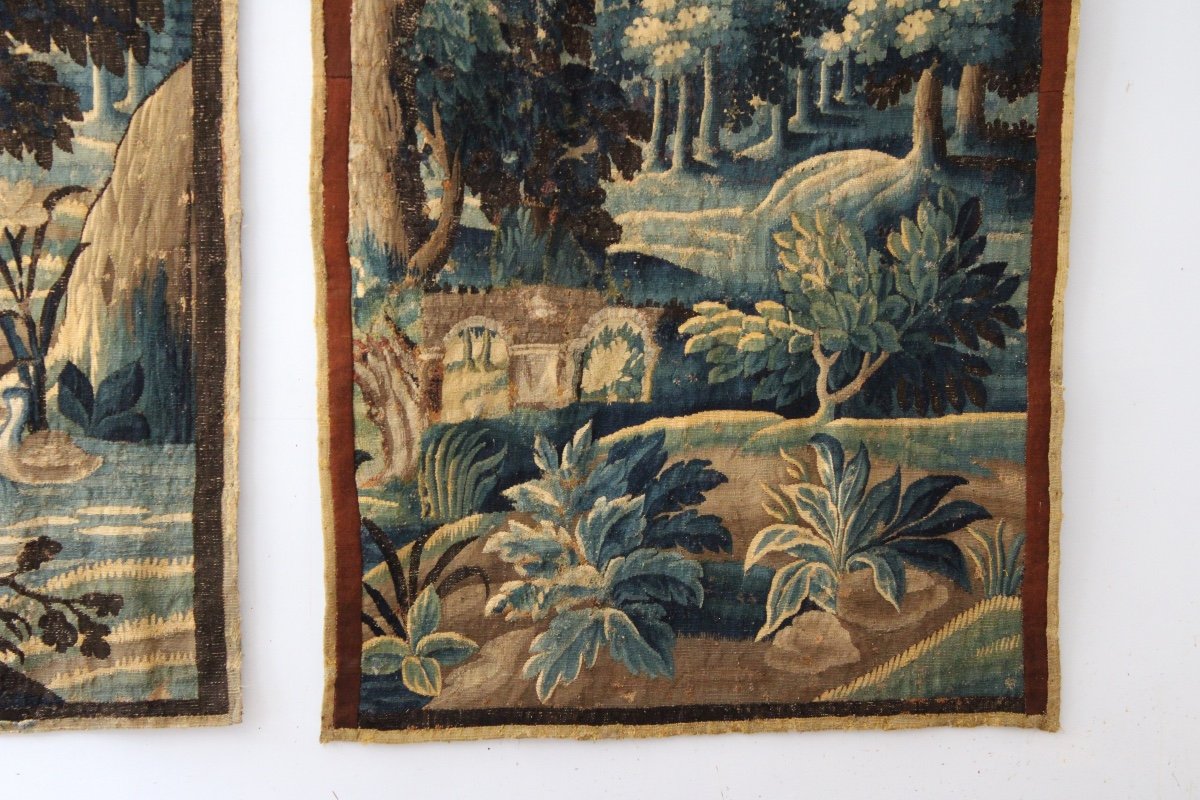  Pair Of Verdures, Aubusson Tapestry Door 18th Century-photo-4