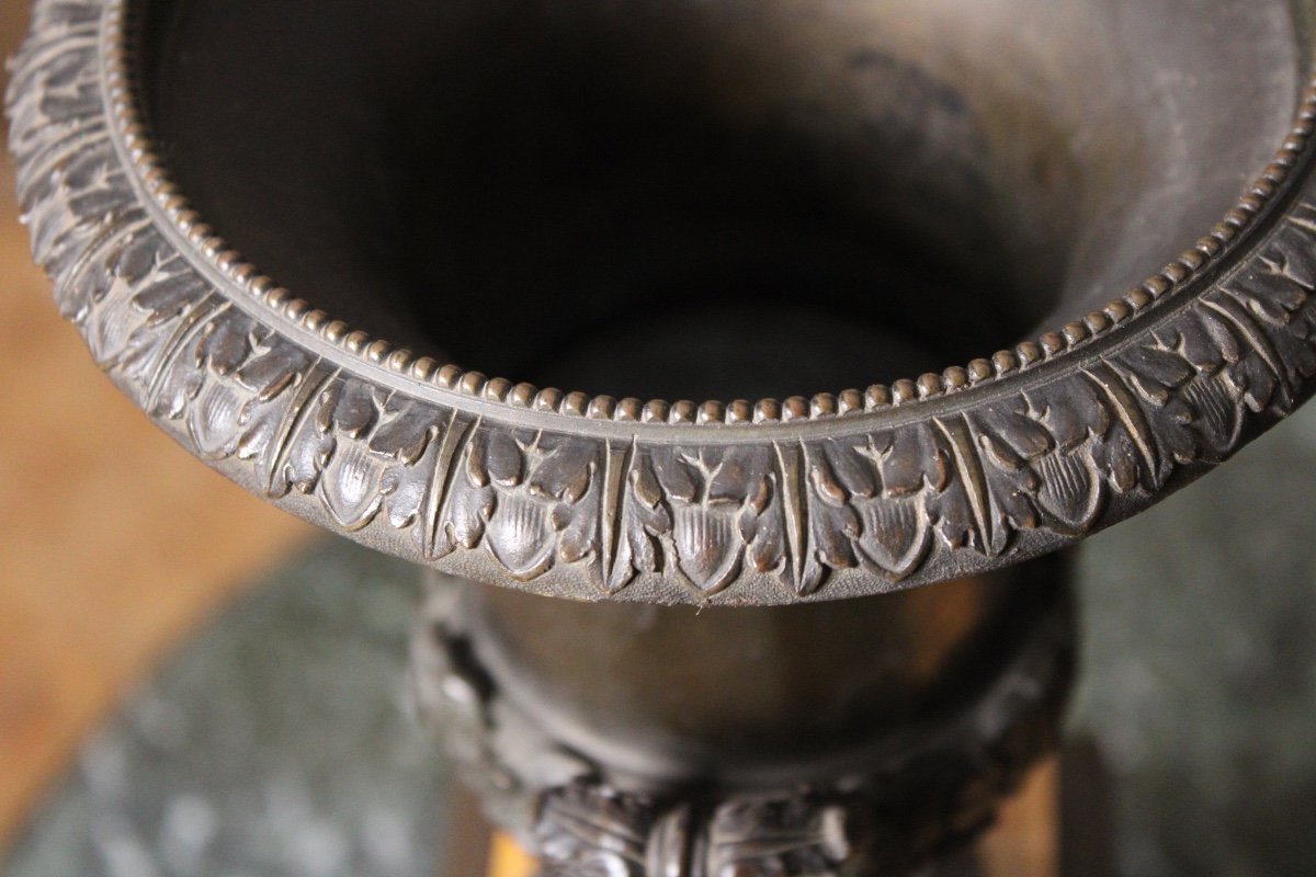 Pair Of Medici Vases In Patinated Bronze, 19th Century-photo-4