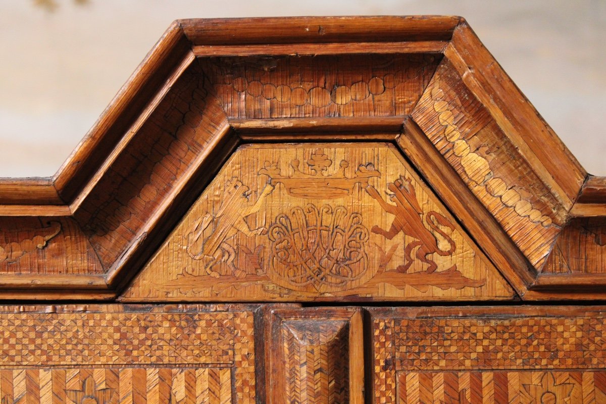 Cabinet In Straw Marquetry, 18th Century Work. -photo-3