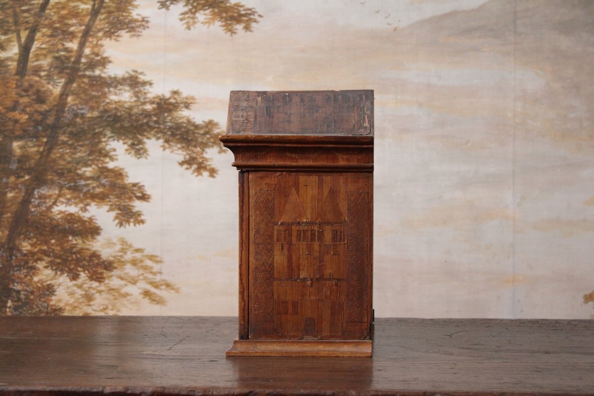 Cabinet In Straw Marquetry, 18th Century Work. -photo-6