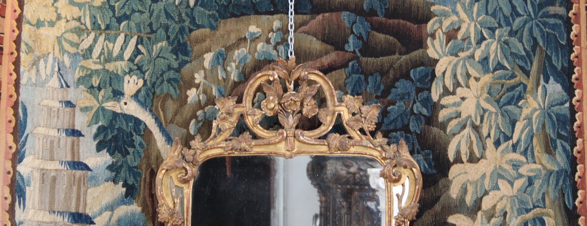  Gilded Wooden Mirror, Louis XV Period, Provence, 18th Century-photo-1