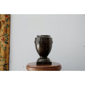 Urn Shaped Black Marble Vase.