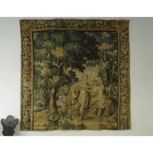 Tapisserie d&rsquo;Aubusson, &laquo;&nbsp;verdure&nbsp;&raquo; avec P&acirc;ris et Aphrodite, D&eacute;but du XVIII&egrave;me si&egrave;cle.