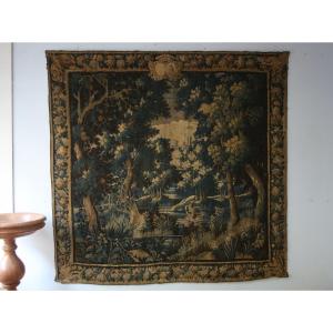 Aubusson Tapestry, Greenery With Coat Of Arms, 18th Century.