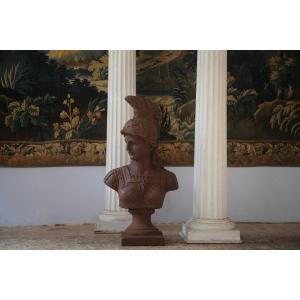  Important Cast Iron Bust Of Athena, 20th Century