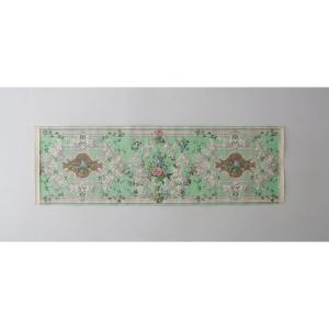 Strip Of 19th Century Birds And Flowers Wallpaper - “fine Green And Gray”