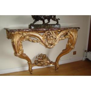  CONSOLE BOIS DORE EPOQUE LOUIS XV