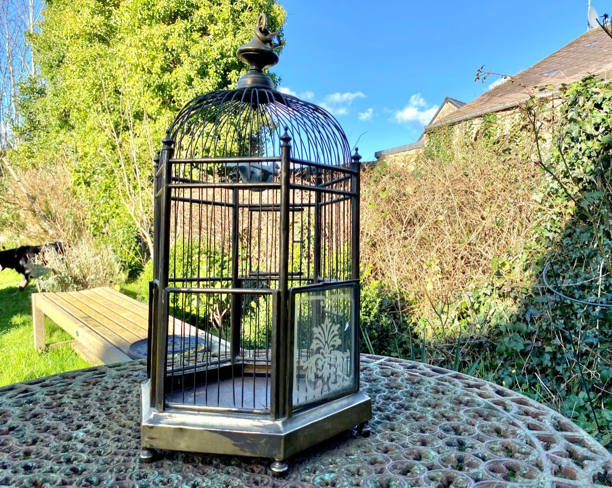 Elégante Cage à Oiseaux De La Fin Du XIX E Siècle. -photo-2
