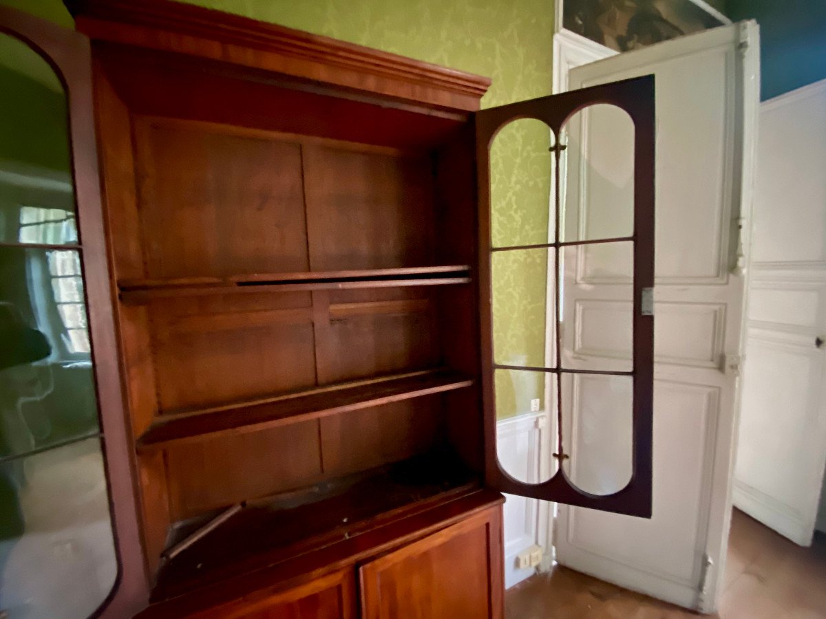 Two-body Bookcase In Mahogany And Mahogany Veneer. Charles X Style. 19th Century-photo-2