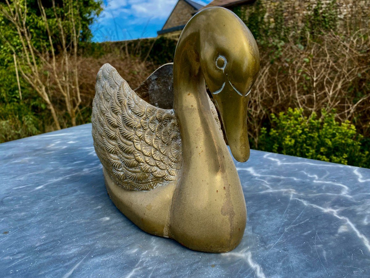 Jardinière "cygne" En Bronze Dans Le Goût De Jansen Ou de Maison Charles. Années 1960. XX E Siècle -photo-4