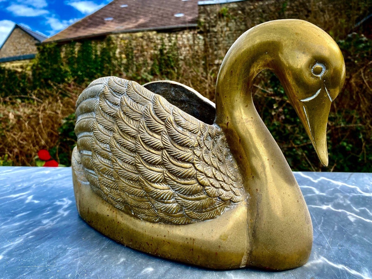 Jardinière "cygne" En Bronze Dans Le Goût De Jansen Ou de Maison Charles. Années 1960. XX E Siècle 