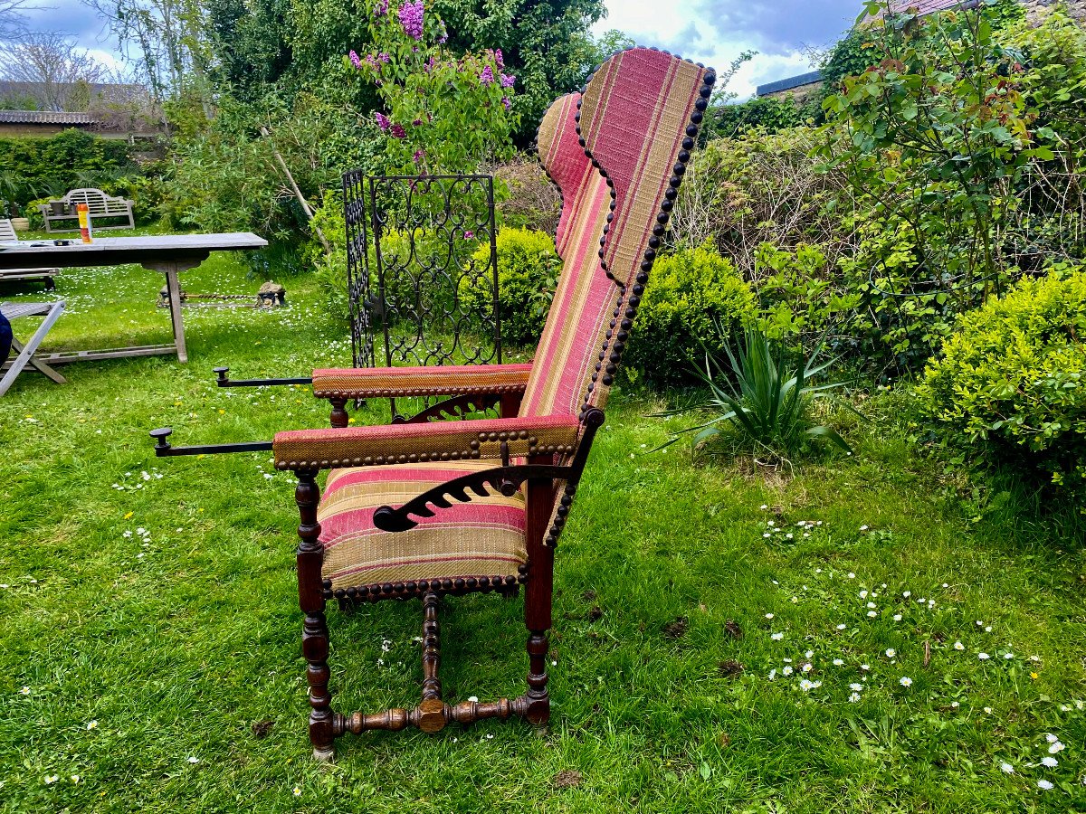 Large And Rare Sick Chair With Reupholstered Rack In Louis XIV Style. Eighteenth Century-photo-1