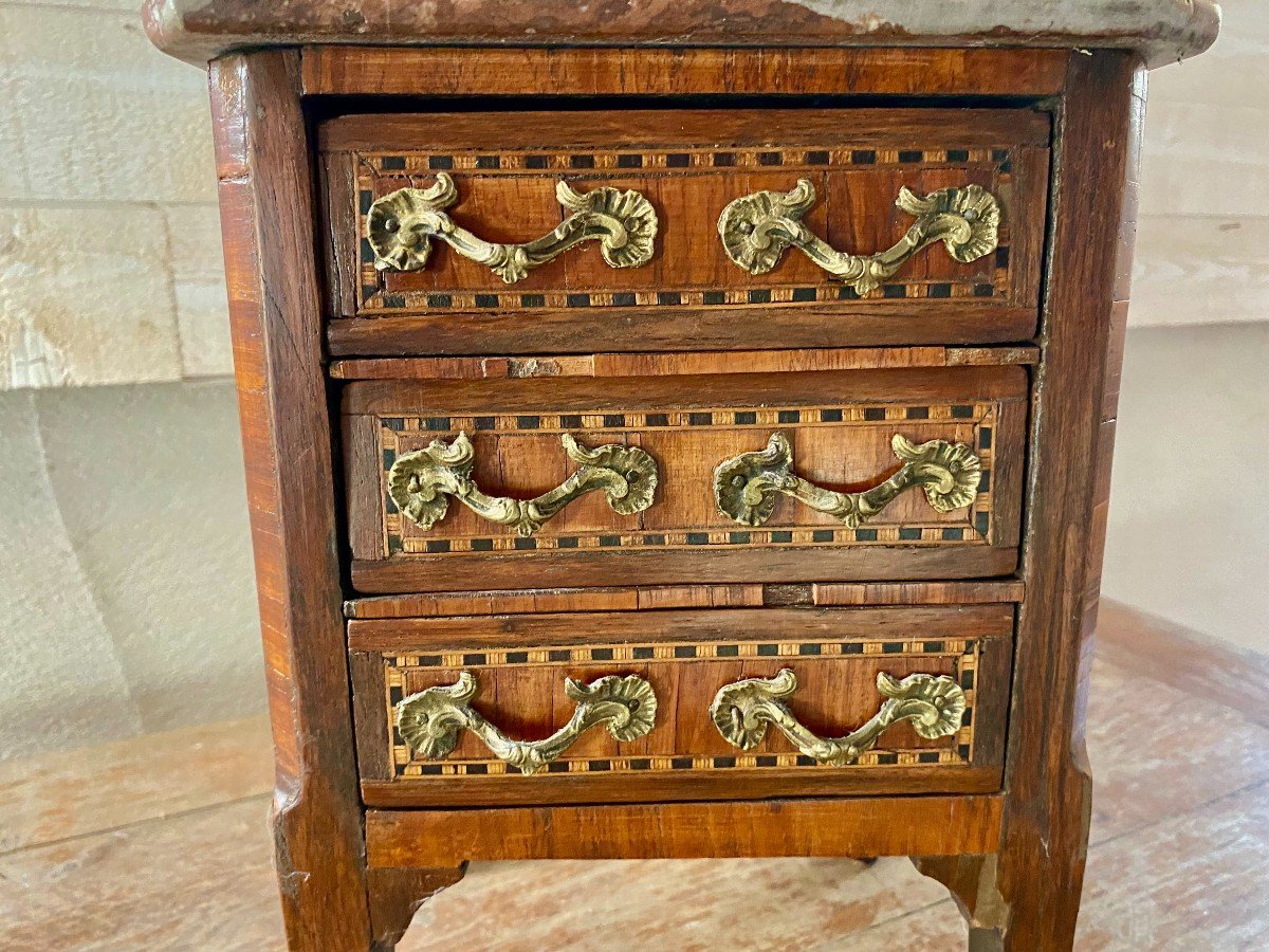 Master's Commode In Veneer And Marquetry. Bronzes. Louis XV Period. Middle Of The 18th Century.-photo-7