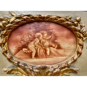 Miroir Trumeau De Style Louis XVI Et d'époque Napoléon III. XIX E Siècle