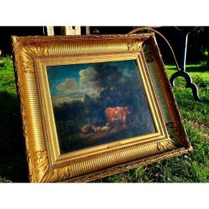 Beautiful Country Oil Signed Adriaen Van De Velde. Dutch School. Channel Frame. 17th Century 