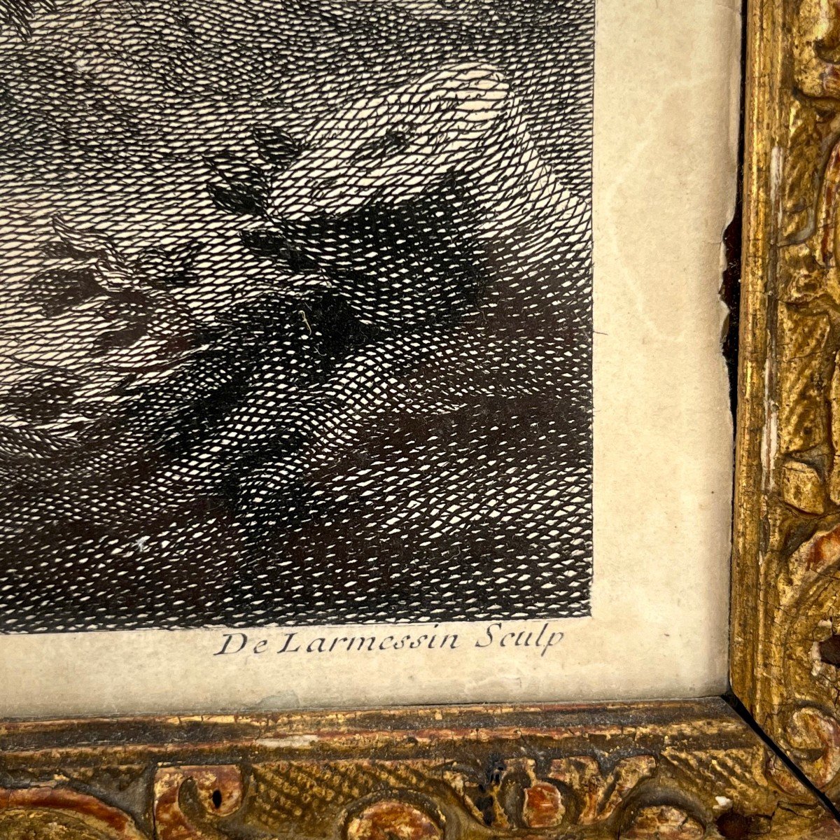 The Hermit Or Brother Luce, Dressed Engraving From The 18th Century In An 18th Century Bérain Frame-photo-6