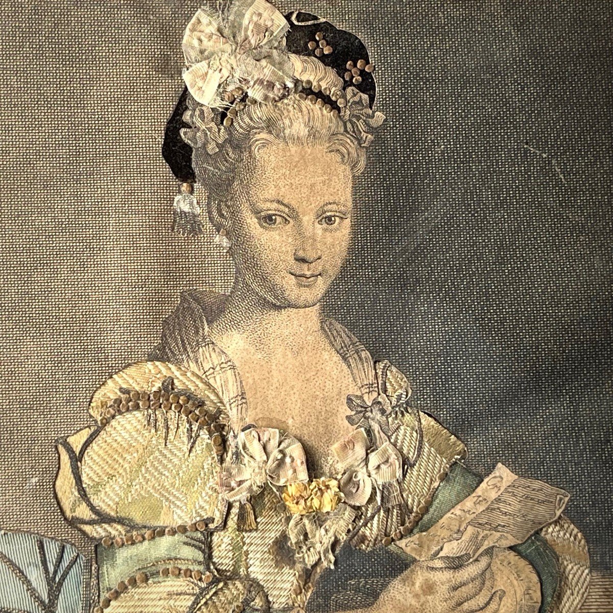 Gravure habillée XVIIIe jeune femme à la lettre Jean Baptiste de Poilly 18e-photo-4