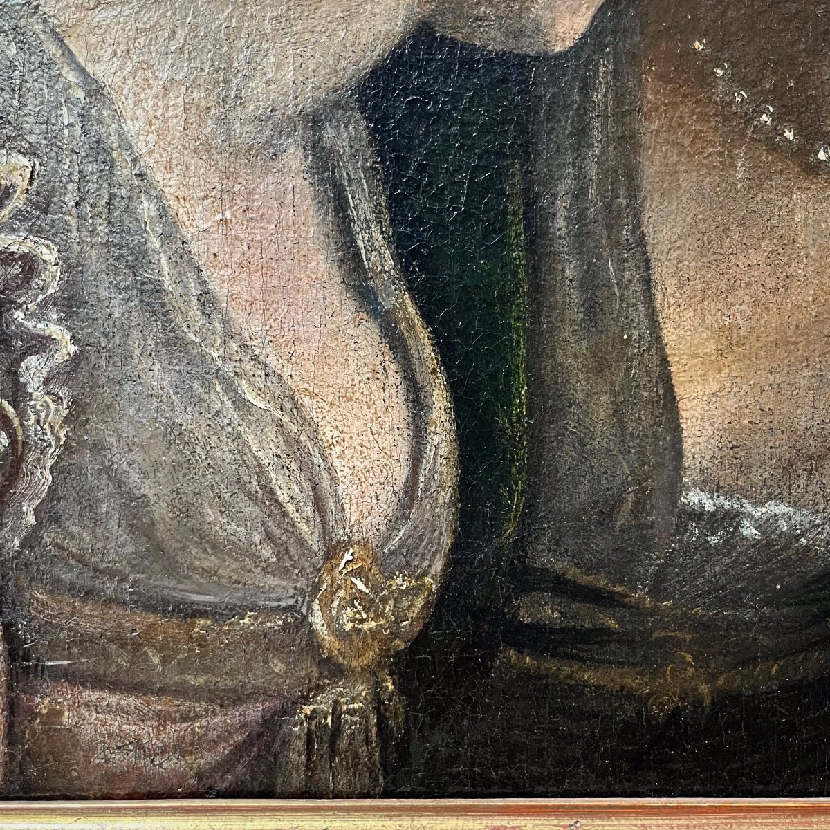 Confidences de femmes (fragment) - huile sur toile XVIIIe portrait 18e-photo-4