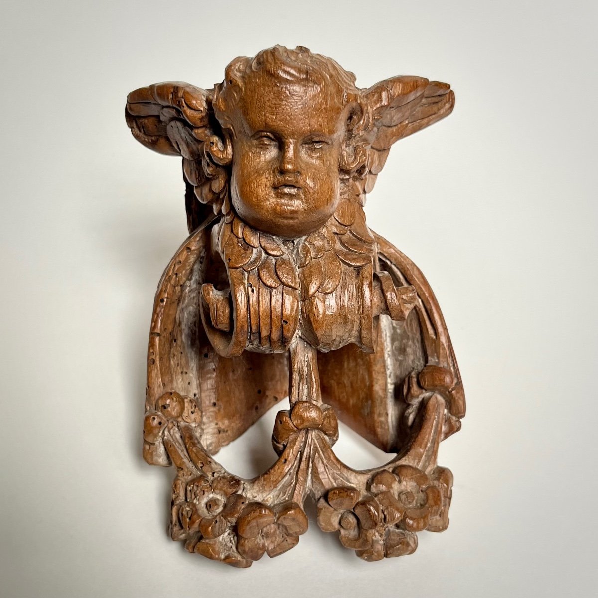 Small Corner Wall Console In Wood Carved With A Putto 18th Century 18th-photo-7