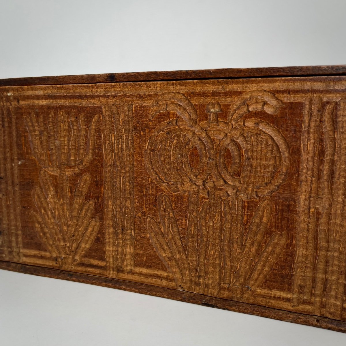 Box Or Wedding Or Lacemaker's Box In Carved Wood Popular Art 19th 19th Century Box-photo-6