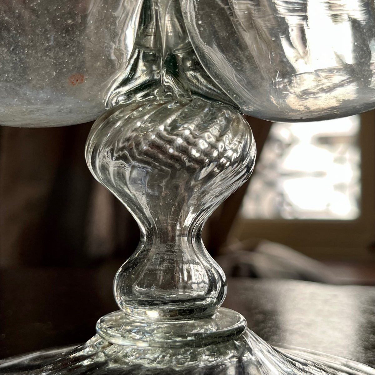 Guédoufle en verre torsadé  XVIIIe XIXe siècle huilier vinaigrier verre soufflé 18e 19e-photo-2