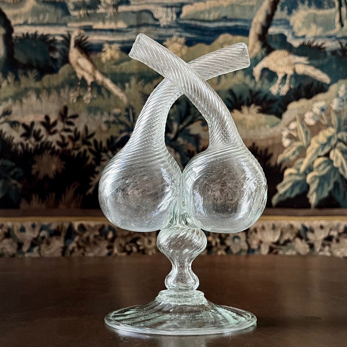 Guédoufle en verre torsadé  XVIIIe XIXe siècle huilier vinaigrier verre soufflé 18e 19e-photo-3