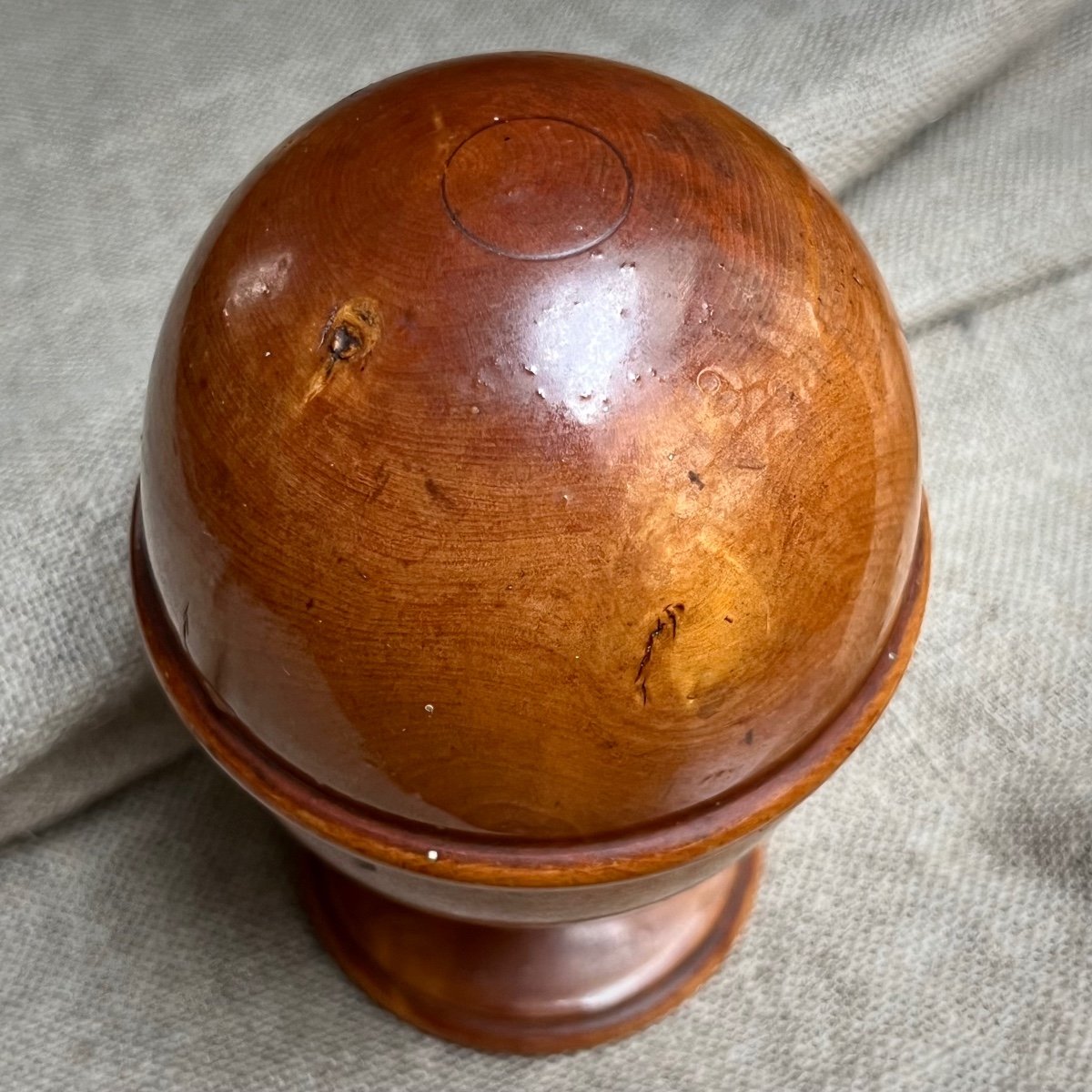 Box For Gilding Or Silvering Pills In Boxwood - Turned Wood 19th Century Old Pharmacy 19th-photo-3