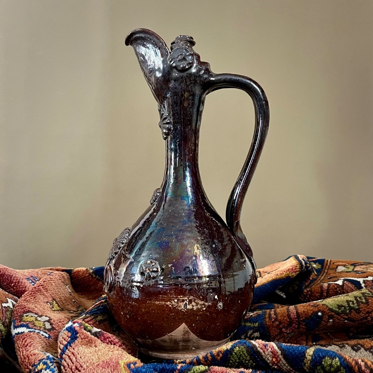 Demoiselle d'Avignon Or Kanakkale In Glazed Terracotta From The 19th Century, 19th Century Ewer -photo-4