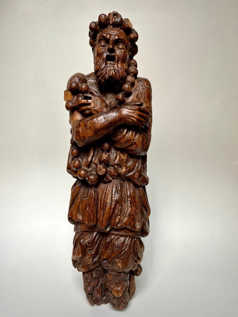 Allegory Of Winter, Decorative Element Of Carved Wooden Wall Light Late 18th Century 18th-photo-2