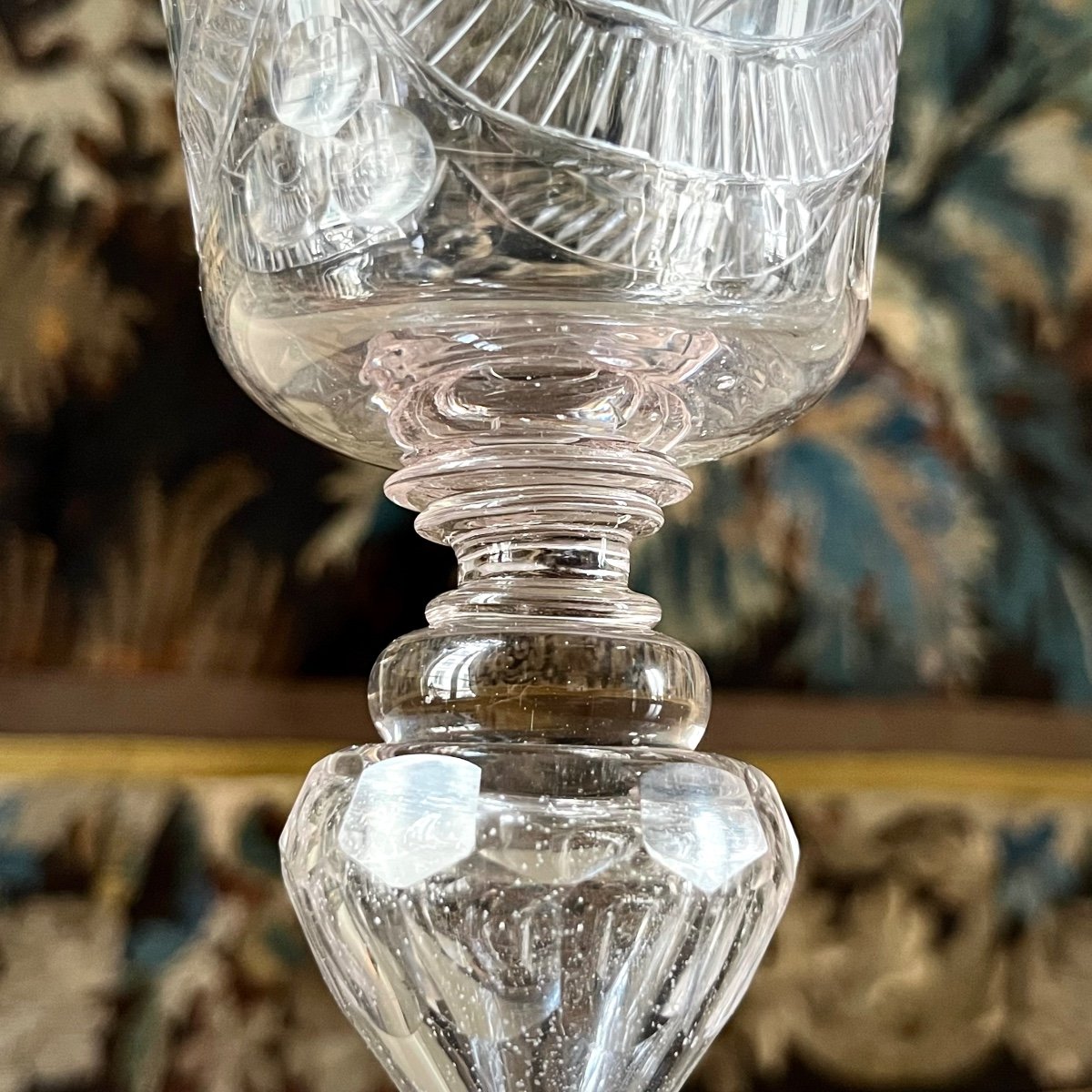 Very Large Blown And Cut Glass Chalice 18th Century Bohemia 18th-photo-3