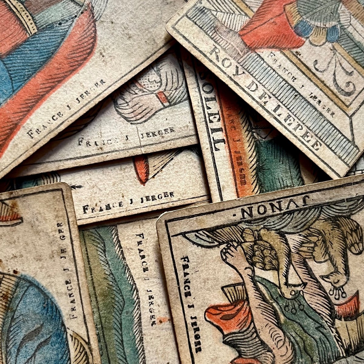 Dix cartes de jeu de tarot de Besançon par J. Jerger, début XIXe siècle 19e -photo-5