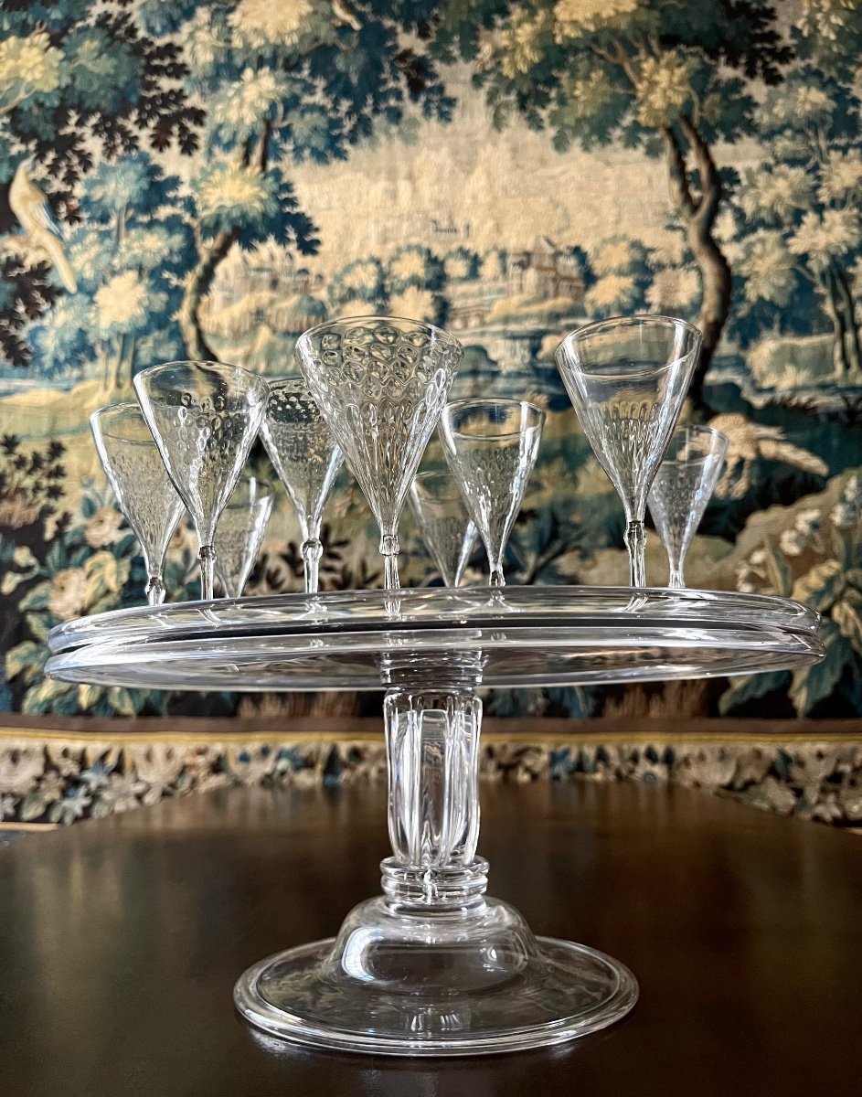 Pedestal Table - Crystal Display Stand And Nine Fern Glasses Late 17th Century - Early 18th Century-photo-6