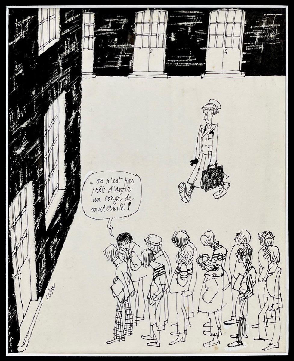 Back To School, Original Pen Drawing By Cabu, Published In The 1970s-photo-3