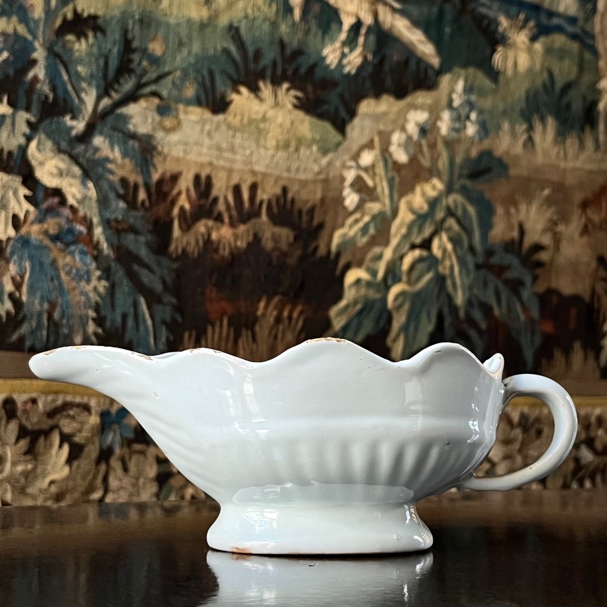 White-ivory Earthenware Fluted Sauce Boat, Late 18th, Early 19th Century-photo-2